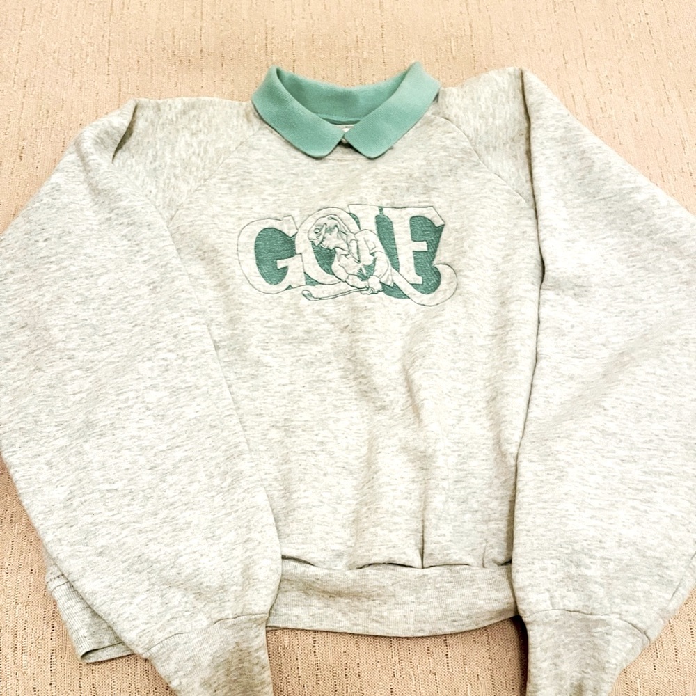 Vintage gray kids L / womens XS Golf sweatshirt with collar
